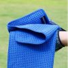 Genreen Microfiber Golf Towel (16" X 16") with Carabiner Clip, Waffle Pattern Golf Towel Hook and Loop Fastener - The Convenient Golf Cleaning Towel Black/Grey/Blue - Image 2