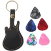 Black Leather Guitar Picks Case Guitar Pick Holder Guitar Plectrums Bag Guitar Pick Keychain Holder Guitar Pick Storage Bag Brass Guitar Pick Accessories with 5PCS Guitar Picks (Random Color)