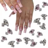 Emlimny 16PCS Nail Art Charms 8 * Clear + 8 * Pink Planet Nail Charms 3D Shiny Nail Supplies with Rhinestones Saturn Shape Nail Accessories for Women Nail Decoration DIY Design Nail Gem