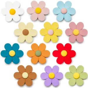 Emlimny 3D Flower Cute Fridge Magnets for Locker, Colorful Strong Decorative Funny Refrigerator Magnets for Whiteboard, Kitchen, and Office (Large & 12 Pieces)