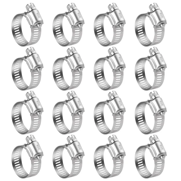 Emlimny Stainless Steel Hose Clamps - 16 Pack Worm Gear Drive Hose Clamps, Clamping Range 7.1 Inch to 12.6 Inch (18mm-32mm) for Automotive Plumbing