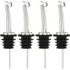 Genreen 4 Pcs Oil Spout Liquor Bottle Pourer Spouts Stainless Steel Speed Pour Spouts Olive Oil Dispenser Spout for About 3/4" Bottle Mouth, with Flip Top