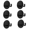 Rongsi Adhesive Wall Hooks, 6 Pack Heavy Duty Sticky Holder Waterproof Aluminum Towel Hooks for Hanging Coat, Hat, Key, Closet Hook Wall Mount for Bathroom, Bedroom, Kitchen (Black)