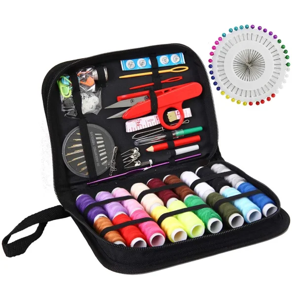 Rongsi Sewing Kit, XL Sewing Supplies for DIY, Beginner, Adult, Kids, Camper, Travel, Portable Emergency Basic Repair Mini Set with Scissors, Thimble, Thread, Needle, Tape Measure, Case and Accessorie