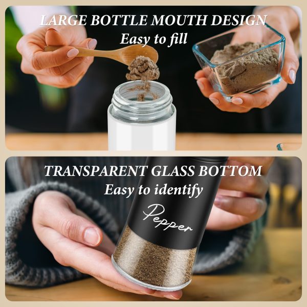 Holytech Salt and Pepper Shakers Set,Kitchen Decor and Accessories for Countertop Kitchen Gadgets Cooking Table Housewarming Christmas Gift Refillable Design (Black + White) - Image 2