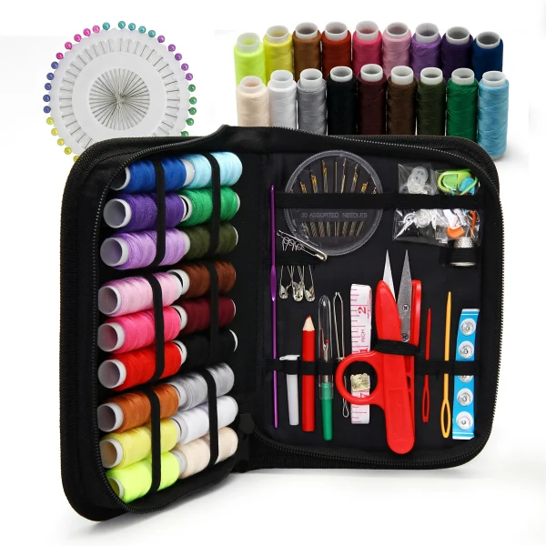Rongsi Sewing Kit, XL Sewing Supplies for DIY, Beginner, Adult, Kids, Camper, Travel, Portable Emergency Basic Repair Mini Set with Scissors, Thimble, Thread, Needle, Tape Measure, Case and Accessorie - Image 4